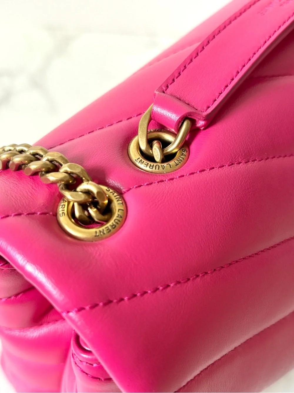 RARE Saint Laurent YSL Small Loulou Pink Fuchsia Shoulder Bag